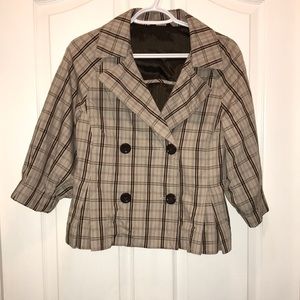 🧵 Brown & Beige Elastic Sleeves Blazer